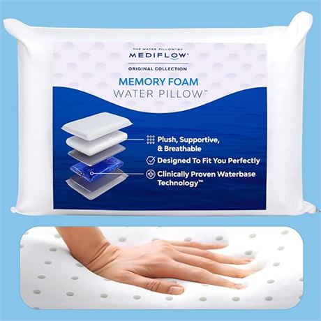 Mediflow Water Pillow Memory Foam Re-Invented with Waterbase Technology - Proven